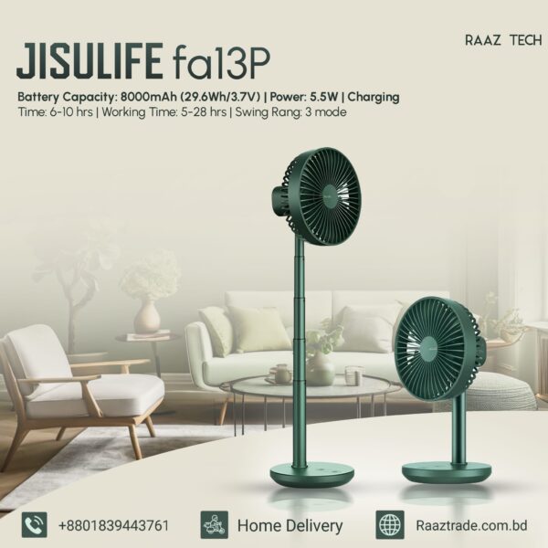 JISULIFE FA13P Oscillating Extendable Desk Fan – Stay Cool and Flexible - Image 2