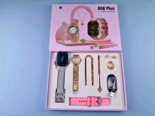 A58 Plus Smart watch 2.01inch Screen Heart Rate Band Sports Smartwatch Women 8in1 Necklace Earrings Bracelet Ring Gift - Image 5